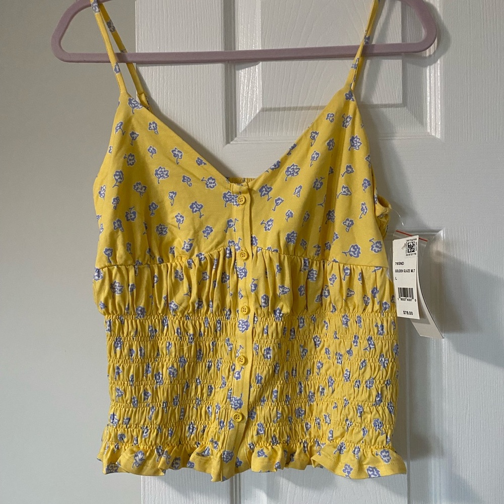 French Connection Golden Glaze Yellow Floral top